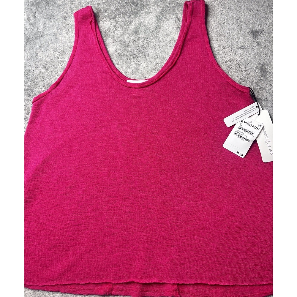 Treasure & Bond Pink Electric Slub Knit Tank Top TB469384MI Small